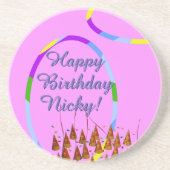 Happy Birthday Name Getränkeuntersetzer (Vorne)