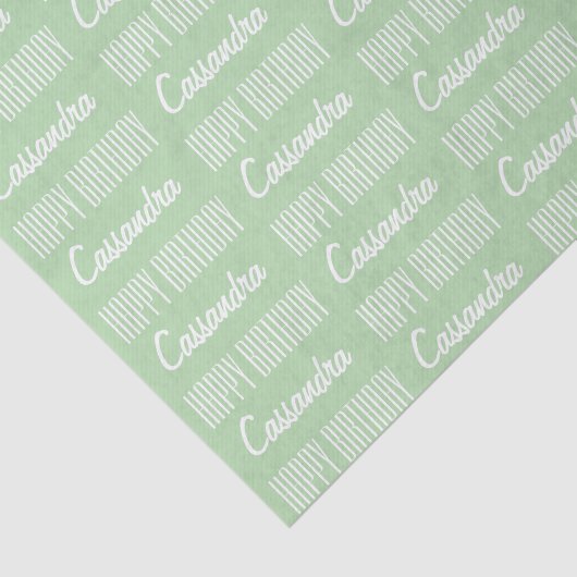 Happy Birthday Name Grüne Tissue Paper Seidenpapier (Ausschnitt)