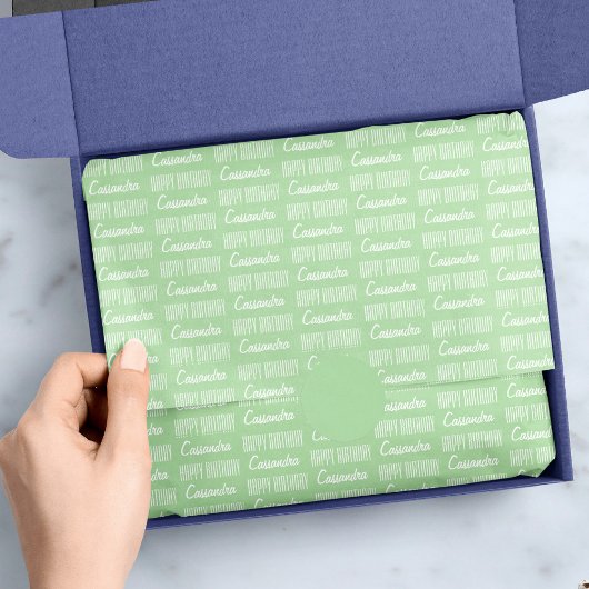 Happy Birthday Name Grüne Tissue Paper Seidenpapier