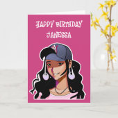 Happy Birthday (Name hinzufügen) Anime Girl Karte (Gelbe Blume)