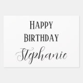 Happy Birthday Name Monogram Gold Schwarz-weiß Geschenkpapier Set (Vorderseite 2)