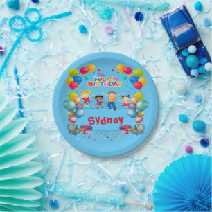 Happy Birthday Name Party Papier Teller 18 cm