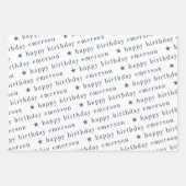 Happy Birthday Name Pattern Blau Aquamarin Geschenkpapier Set (Vorderseite 2)