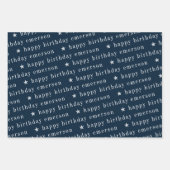 Happy Birthday Name Pattern Blau Aquamarin Geschenkpapier Set (Vorderseite)