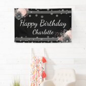 Happy Birthday Name Pink Blume Confetti Banner (Insitu)
