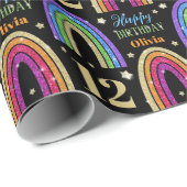 Happy Birthday Name Rainbow Wrapping Paper Geschenkpapier (Rolleneckpunkt)