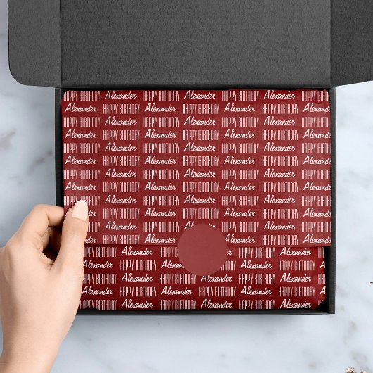 Happy Birthday Name Red Tissue Paper Seidenpapier