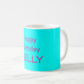 Happy Birthday Name Rosa Türkis Kaffeetasse (VorderseiteRechts)