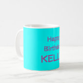 Happy Birthday Name Rosa Türkis Kaffeetasse (Vorderseite Links)