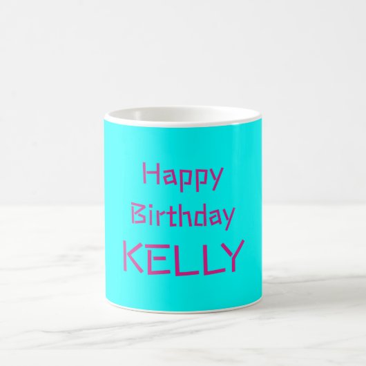 Happy Birthday Name Rosa Türkis Kaffeetasse (Mittel)