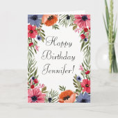 Happy Birthday Name Summer Blume Poppies Floral Karte (Vorderseite)