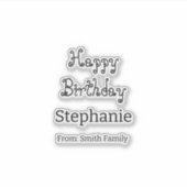 Happy Birthday Name Typografie Modern Simple Aufkleber (Vorderseite)