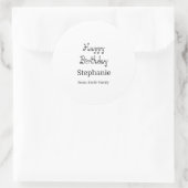 Happy Birthday Name Typografie Modern Simple Runder Aufkleber (Tasche)