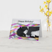 Happy Birthday Napping Tuxedo Cat Card Card Karte (Gelbe Blume)