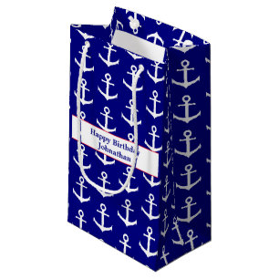 Happy Birthday Nautical Red White and Blue Anchors Kleine Geschenktüte