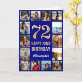 Happy Birthday Navy Blue & Gold Foto Collage Karte (Gelbe Blume)