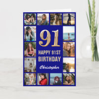 Happy Birthday Navy Blue & Gold Foto Collage