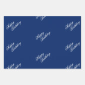 Happy Birthday Navy Wrapping Paper Sheets Geschenkpapier Set (Vorderseite)
