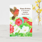 Happy Birthday Neighbor Red Petunias Finch Bird Karte (Gelbe Blume)