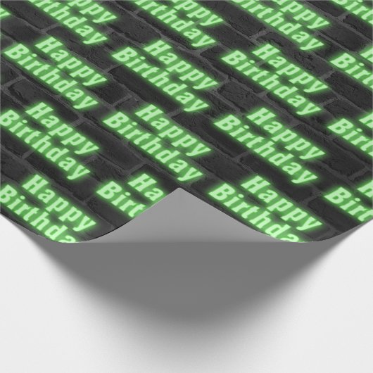 Happy Birthday Neon Brick Geschenkpapier (Ecke)