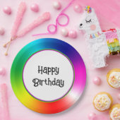 Happy Birthday Neon Rainbow Vortex Pappteller (Party)