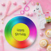 Happy Birthday Neon Rainbow Vortex Pappteller (Party)