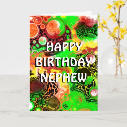 Happy Birthday Nephew | Abstrakte Kunst Karte (Gelbe Blume)