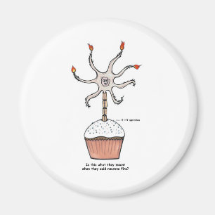 Happy Birthday Neuron Cupcake Magnet