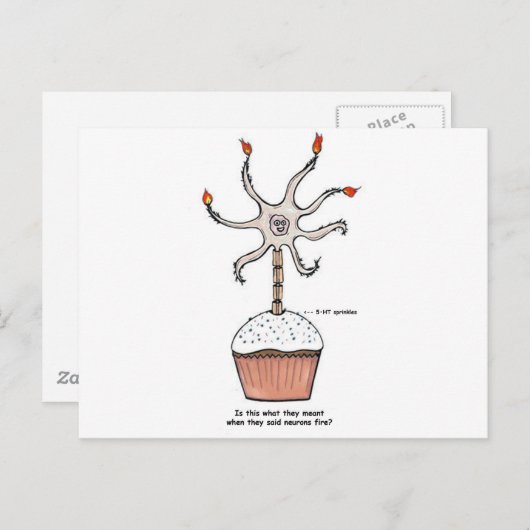 Happy Birthday Neuron Cupcake Postkarte (Vorne/Hinten)