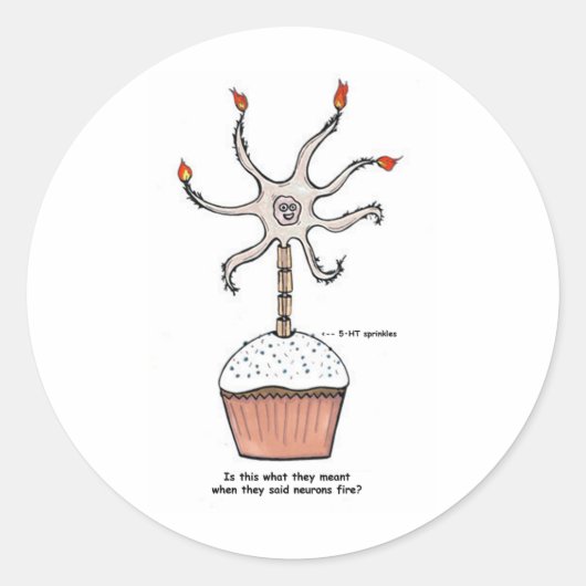 Happy Birthday Neuron Cupcake Runder Aufkleber (Vorderseite)