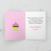 Happy Birthday Niece Bright Pink Rose Cupcake Karte (Innenseite)