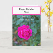 Happy Birthday Niece Bright Pink Rose Cupcake Karte (Gelbe Blume)