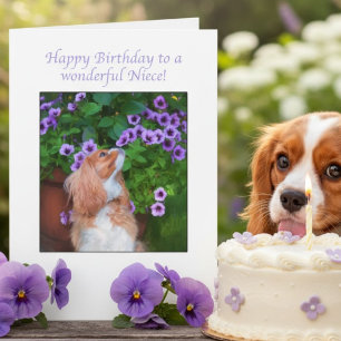 Happy Birthday Niece Cavalier King Charles Doggie Karte