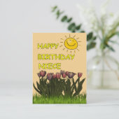 Happy Birthday Niece Sun und Blume Postkarte (Stehend Vorderseite)