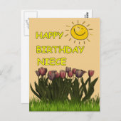 Happy Birthday Niece Sun und Blume Postkarte (Vorne/Hinten)