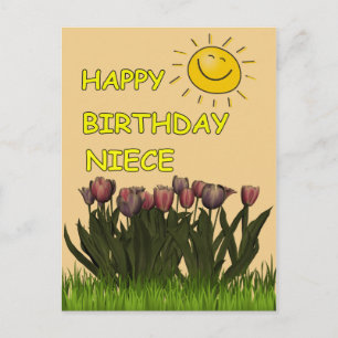 Happy Birthday Niece Sun und Blume Postkarte