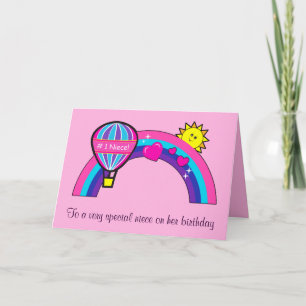 Happy Birthday Niece with Sun and Rainbow Karte