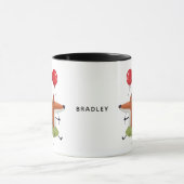 Happy Birthday Niedlich Balloon Fox Personalisiert Tasse (Zentrum)