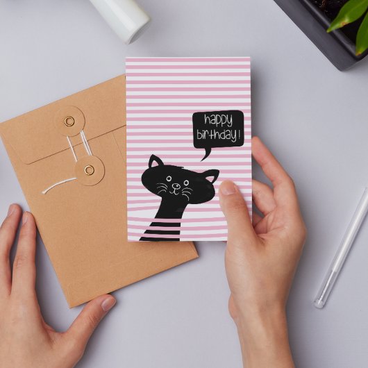 Happy Birthday Niedlich Black Cat Postkarte