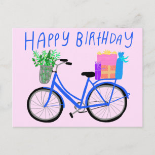 HAPPY BIRTHDAY Niedlich Blue Bicycle Custom Postkarte