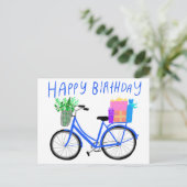 HAPPY BIRTHDAY Niedlich Blue Bicycle Custom Postkarte (Stehend Vorderseite)
