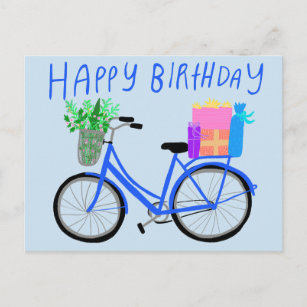 HAPPY BIRTHDAY Niedlich Blue Bicycle Custom Postkarte