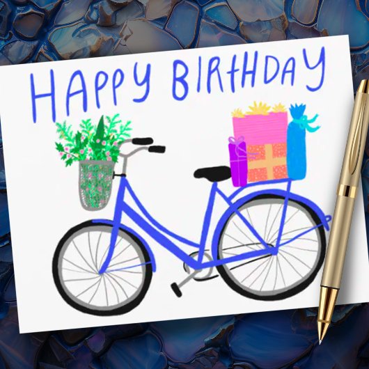 HAPPY BIRTHDAY Niedlich Blue Bicycle Custom Postkarte