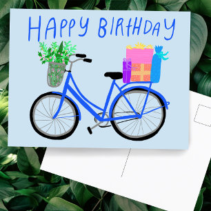 HAPPY BIRTHDAY Niedlich Blue Bicycle Custom Postkarte