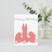 Happy Birthday - Niedlich Bunnies Postcard Postkarte (Stehend Vorderseite)