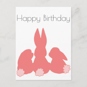 Happy Birthday - Niedlich Bunnies Postcard Postkarte