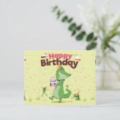 Happy Birthday Niedlich Cartoon Crocodile Postkarte (Stehend Vorderseite)