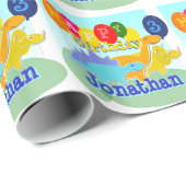Happy Birthday Niedlich Cartoon Dinosaurier Balloo Geschenkpapier (Rolleneckpunkt)
