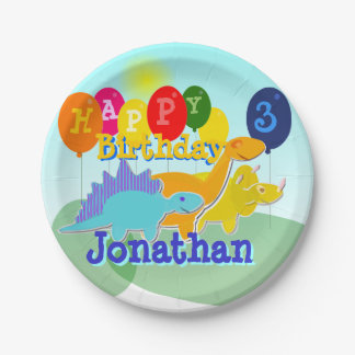 Happy Birthday Niedlich Cartoon Dinosaurier Balloo Pappteller