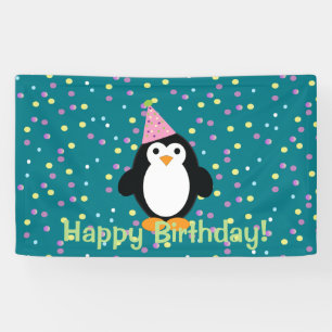Happy Birthday Niedlich Cartoon Party Pinguin Banner
